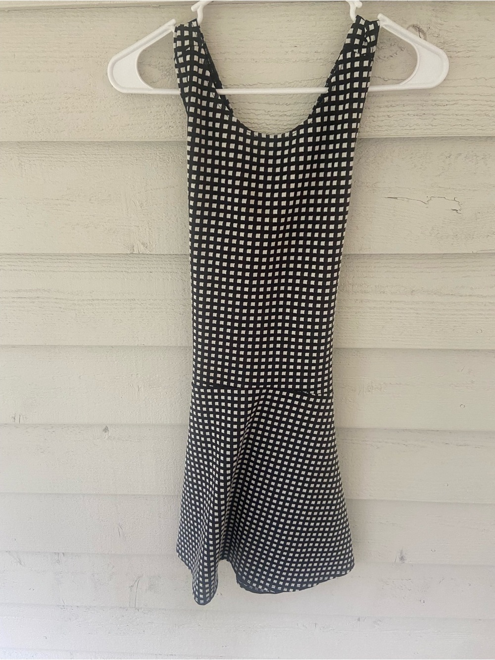 Black & White Checkered Mini Fit-and-Flare Dress - Picture 2 of 4